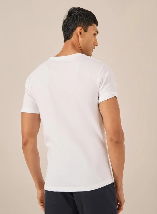 Styli Embroidered Regular Fit Cotton Crew Neck T-Shirt