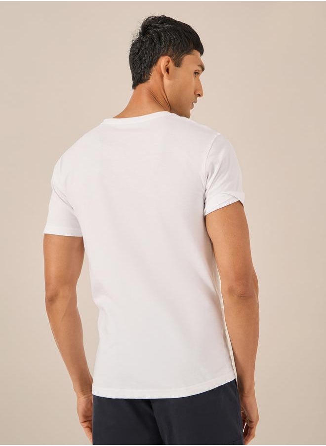 Styli Embroidered Regular Fit Cotton Crew Neck T-Shirt  - Image 4