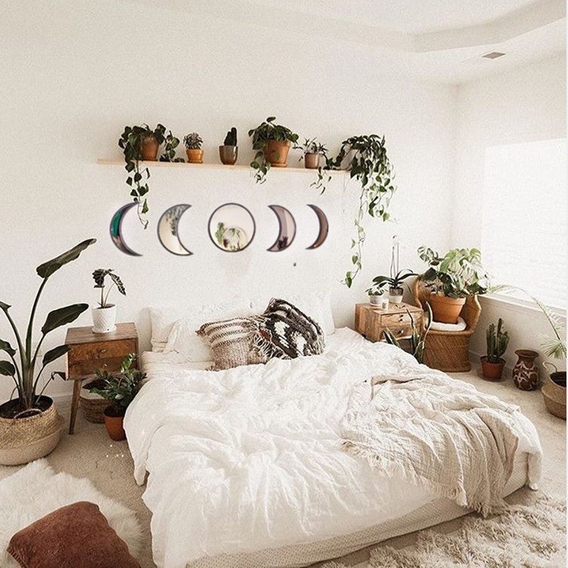 مرآة زخرفية خشبية بتصميم نوردية لكسوف القمر - مرآة مراحل القمر - مرآة معلقة لد decoration غرفة النوم - مرآة أكريليك - Image 2