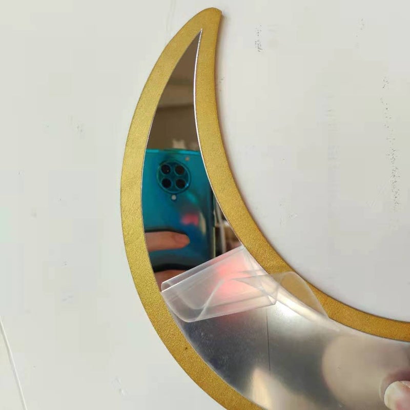 مرآة زخرفية خشبية بتصميم نوردية لكسوف القمر - مرآة مراحل القمر - مرآة معلقة لد decoration غرفة النوم - مرآة أكريليك - Image 1