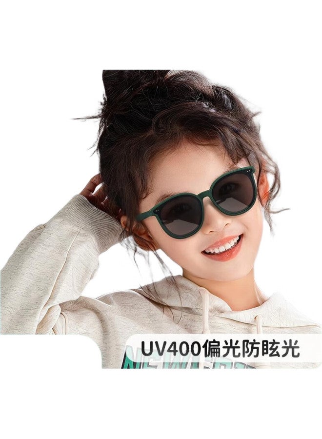 Boshide Children'S Sunglasses, New Uv Protection Polarized Sunglasses For Boys And Girls, Green Frame With Black And Gray Lenses - Image 1