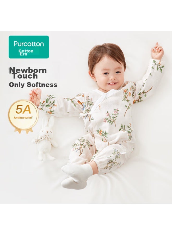 Purcotton Pure Cotton Newborn Baby Onesie, Antibacterial Gauze, Full Moon Infant, Spring And Summer, Cloud Playground, Size 73 - Image 1