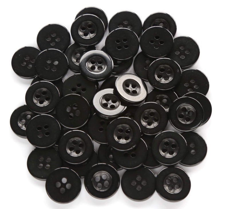 GANSSIA 5/8 Inch (15mm) Small Size Black Button 4 Holes Sewing Buttons for DIY Craft Projects Pack of 200pcs - Image 3