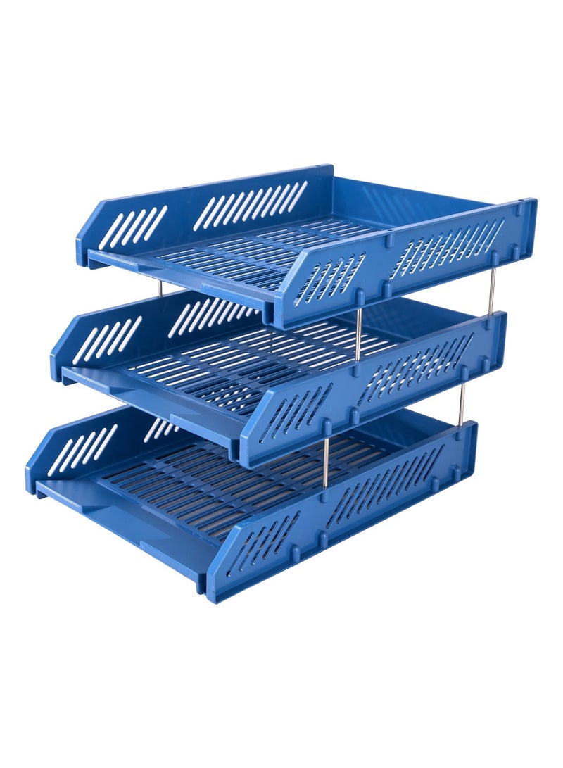 Deli رف تخزين بلاستيكي 3 طبقات أزرق - Image 5