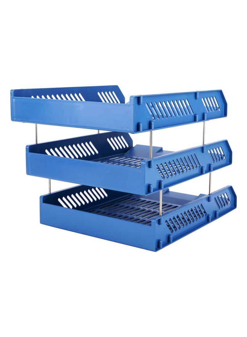Deli رف تخزين بلاستيكي 3 طبقات أزرق - Image 4