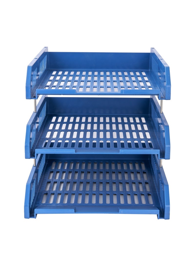 Deli رف تخزين بلاستيكي 3 طبقات أزرق - Image 3