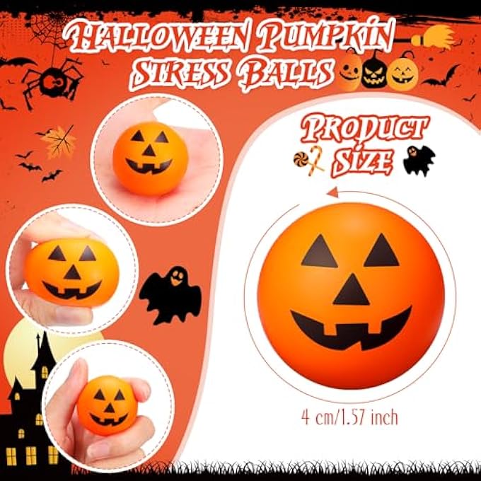 Jerify 100 Pcs 100 Pcs Mini Pumpkin Stress Balls Bulk, 1.57" Halloween Stress Ball Small Halloween Foam Stress Ball for Halloween Party Favor Carnival Reward - Image 3