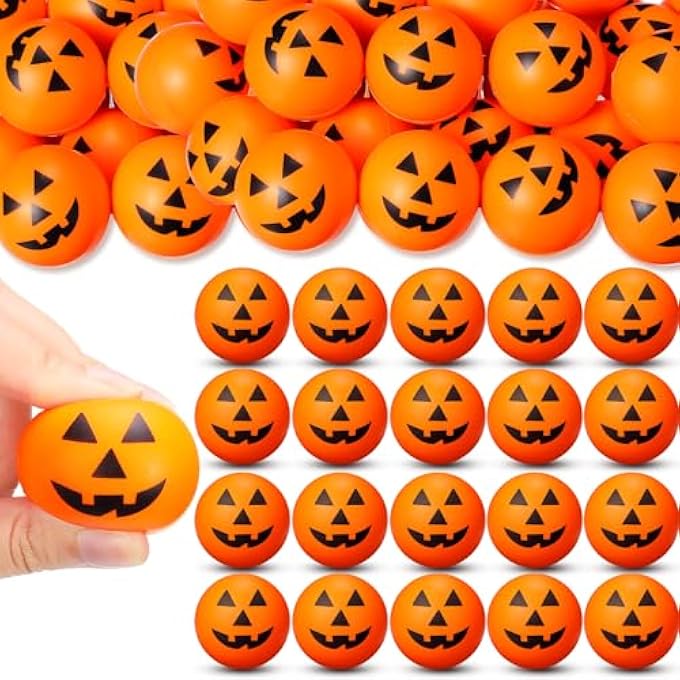 Jerify 100 Pcs 100 Pcs Mini Pumpkin Stress Balls Bulk, 1.57" Halloween Stress Ball Small Halloween Foam Stress Ball for Halloween Party Favor Carnival Reward - Image 1