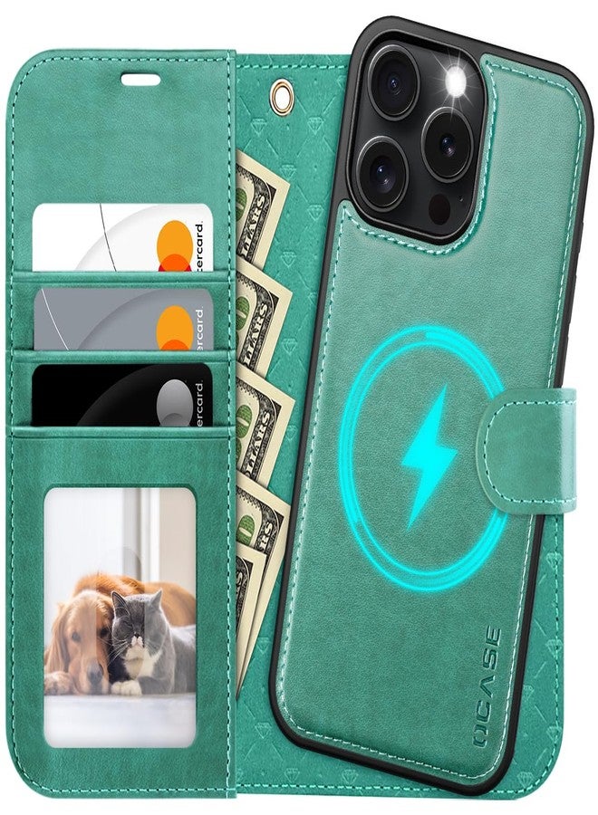 OCASE for iPhone 16 Pro Case Detachable Wallet Case with Card Holder, 2 in 1 Pu Leather Flip Folio with RFID Blocking Stand Wrist Strap Shockproof Phone Cover 6.3 Inch 2024, Green - Image 1