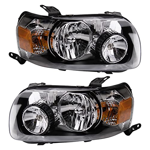 TRQ Driver & Passenger Side Headlight Assembly Set Headlights Driver & Passenger Side Compatible with 2005-2007 Ford Escape FO2518102 FO2519102 - Image 1