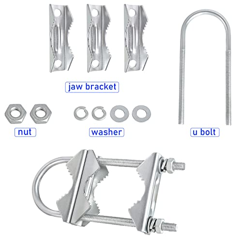 XRDS -RF Double Antenna Mast Clamp V Jaw Block with U Bolts, Heavy Duty Mast to Mast Mount Bracket Kit for Outdoor Antenna 2 Sets - Image 3