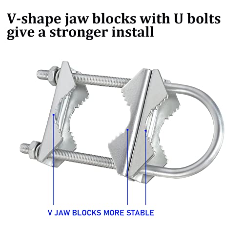 XRDS -RF Double Antenna Mast Clamp V Jaw Block with U Bolts, Heavy Duty Mast to Mast Mount Bracket Kit for Outdoor Antenna 2 Sets - Image 4