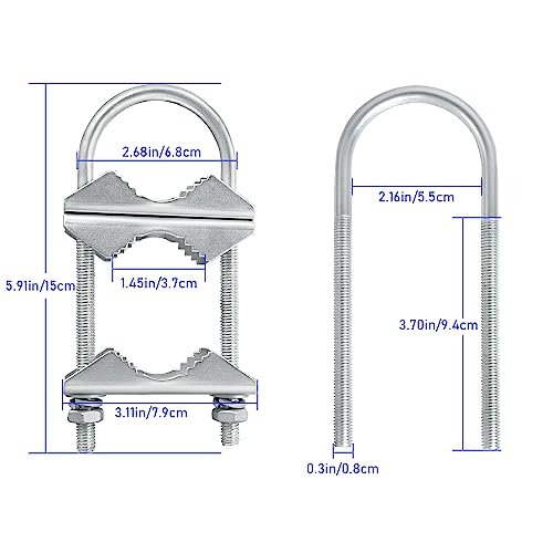 XRDS -RF Double Antenna Mast Clamp V Jaw Block with U Bolts, Heavy Duty Mast to Mast Mount Bracket Kit for Outdoor Antenna 2 Sets - Image 2