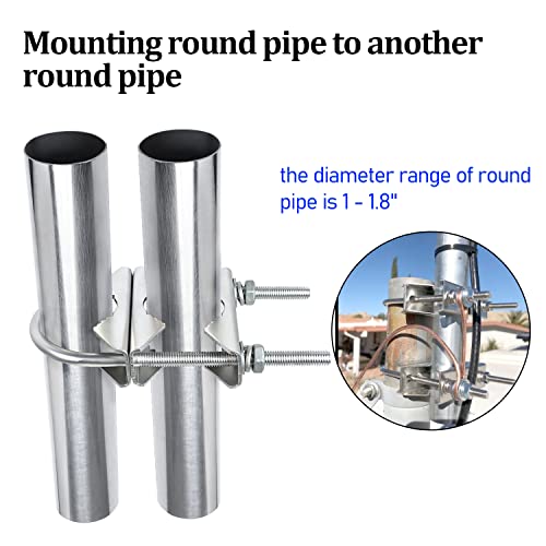XRDS -RF Double Antenna Mast Clamp V Jaw Block with U Bolts, Heavy Duty Mast to Mast Mount Bracket Kit for Outdoor Antenna 2 Sets - Image 5