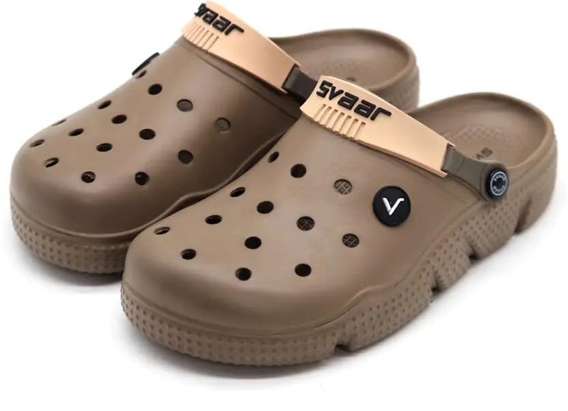 SVAAR Men's Designer Clogs || Sandals with Adjustable Back Strap for Men Brown - Image 2