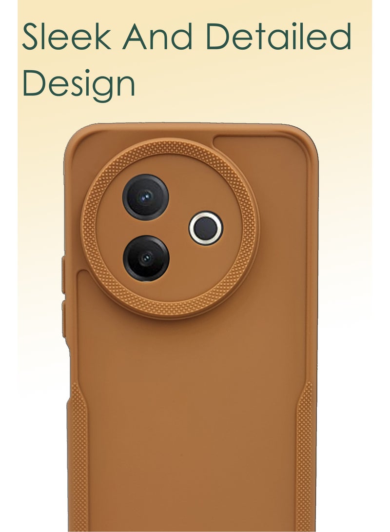 NAFCO Side Protective Bumper Silicone Case with Extra Frame Protection Compatible For Vivo V39 5G - Light Orange  - Image 3
