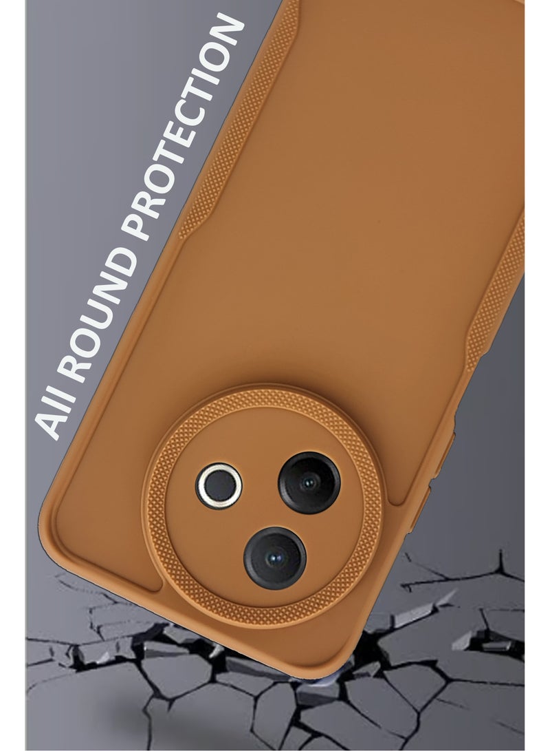 NAFCO Side Protective Bumper Silicone Case with Extra Frame Protection Compatible For Vivo V39 5G - Light Orange  - Image 4