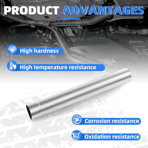 Piclafe 3 Inch Exhaust Pipe, 3'' Stainless Steel Straight DIY Custom Mandrel Exhaust Pipe, 18 Inch Length, 3'' OD Mandrel Straight Pipe - Image 3