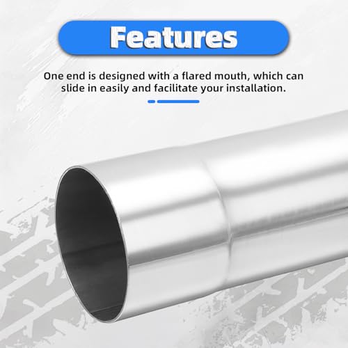 Piclafe 3 Inch Exhaust Pipe, 3'' Stainless Steel Straight DIY Custom Mandrel Exhaust Pipe, 18 Inch Length, 3'' OD Mandrel Straight Pipe - Image 5