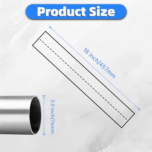 Piclafe 3 Inch Exhaust Pipe, 3'' Stainless Steel Straight DIY Custom Mandrel Exhaust Pipe, 18 Inch Length, 3'' OD Mandrel Straight Pipe - Image 2