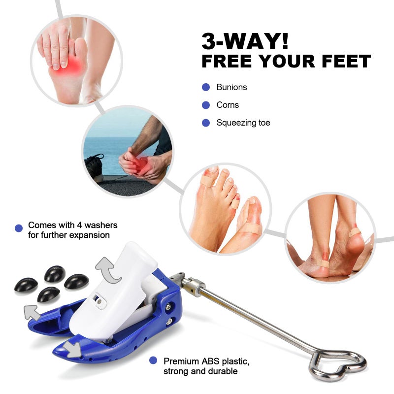 RIRPUAE Boot Stretchers for Cowboy Boots Thick Wide Feet, Adjustable Men Women Shoe High Instep & Width Toe Box Expander (Blue, Men 7.5-13) - Image 2