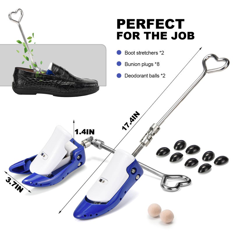 RIRPUAE Boot Stretchers for Cowboy Boots Thick Wide Feet, Adjustable Men Women Shoe High Instep & Width Toe Box Expander (Blue, Men 7.5-13) - Image 4