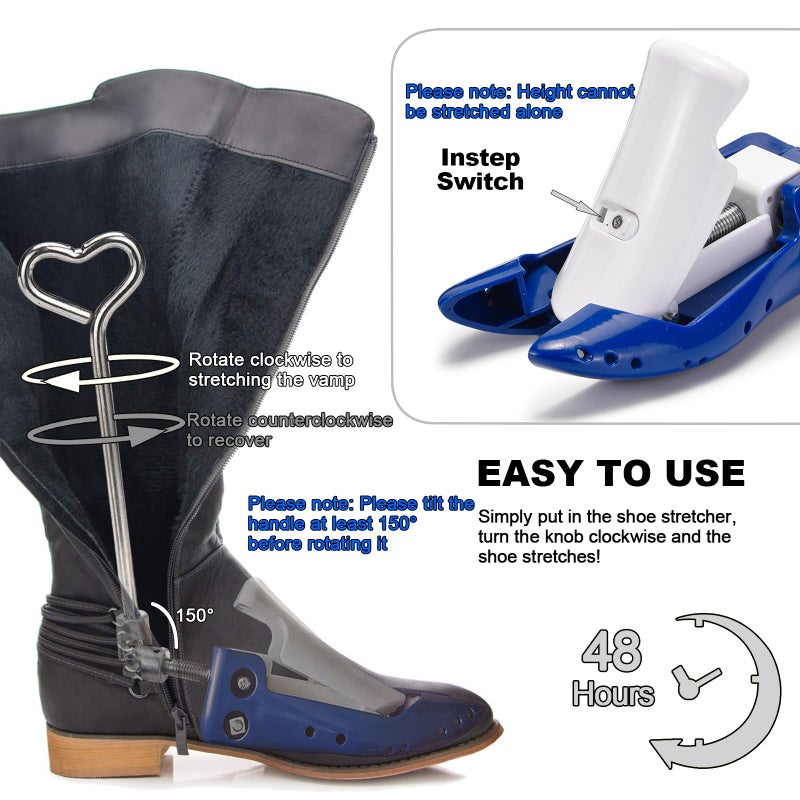 RIRPUAE Boot Stretchers for Cowboy Boots Thick Wide Feet, Adjustable Men Women Shoe High Instep & Width Toe Box Expander (Blue, Men 7.5-13) - Image 5