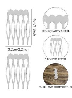 Lawie Lawie 20 Pack 5 Teeth Small Tiny Silver Metal Side Hair Combs Plain Blank Crafting DIY Slide Combs Wedding Bridal Veil Combs Decorative Headpiece French Twist Updo Clip Bun Holder Hair Accessories  - Image 4