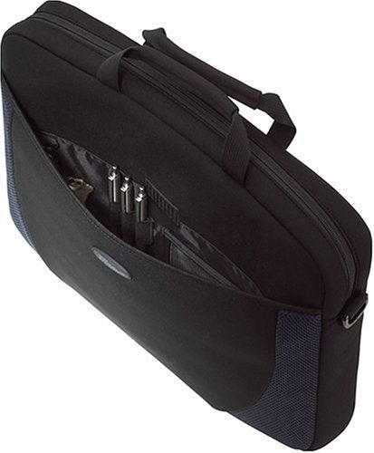 Targus Neoprene Slipcase Sleeve with Shoulder Strap for 17-Inch Laptops, Black with Blue Accents (CVR217) - Image 3