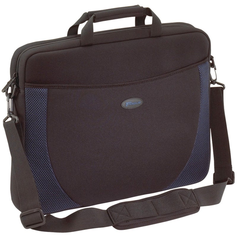 Targus Neoprene Slipcase Sleeve with Shoulder Strap for 17-Inch Laptops, Black with Blue Accents (CVR217) - Image 5