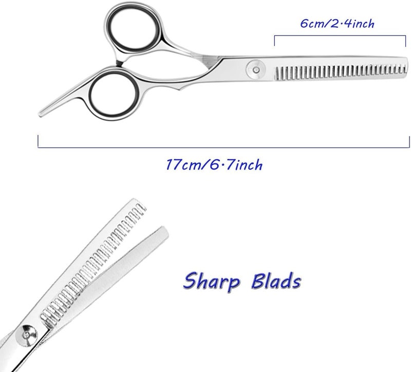 ايسوي مقص ترقيق احترافي لتسريح الشعر بمقاس 6.7 بوصة، مصنوع من الفولاذ المقاوم للصدأ مع برغي ضبط دقيق، مناسب للاستخدام المنزلي وصالونات التجميل، مثالي للرجال والنساء والأطفال. - Image 3