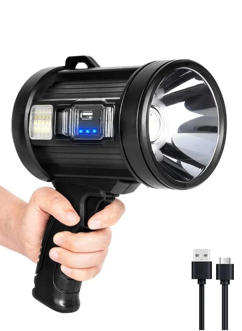 TBS DESIGN - Handheld Flashlight with Solar Charging 1700 Lumens Super Bright LED Spot Lights with 4 Color Options Included and 6 Modes Large Searchlight with COB Light and IPX5 Waterproof for Camping and Hunting - Image 1