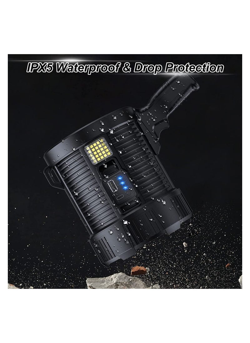 TBS DESIGN - Handheld Flashlight with Solar Charging 1700 Lumens Super Bright LED Spot Lights with 4 Color Options Included and 6 Modes Large Searchlight with COB Light and IPX5 Waterproof for Camping and Hunting - Image 1