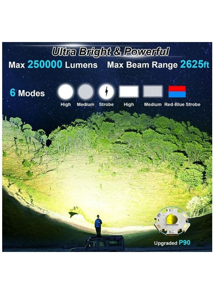 TBS DESIGN - Handheld Flashlight with Solar Charging 1700 Lumens Super Bright LED Spot Lights with 4 Color Options Included and 6 Modes Large Searchlight with COB Light and IPX5 Waterproof for Camping and Hunting - Image 1