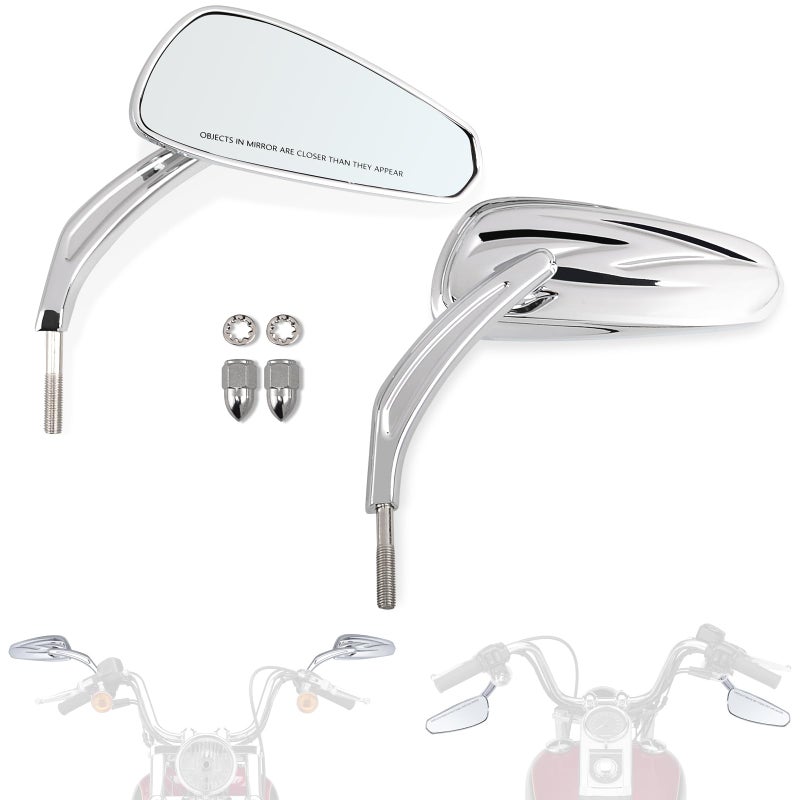 FOVPLUE Handlebar Mount Mirrors Motorcycle Rearview mirrors for 19822025 Harley Models for CVO Dyna Touring Electra Glide Road Glide Road King Softail Street Glide Sportster 1200 883 Chrome