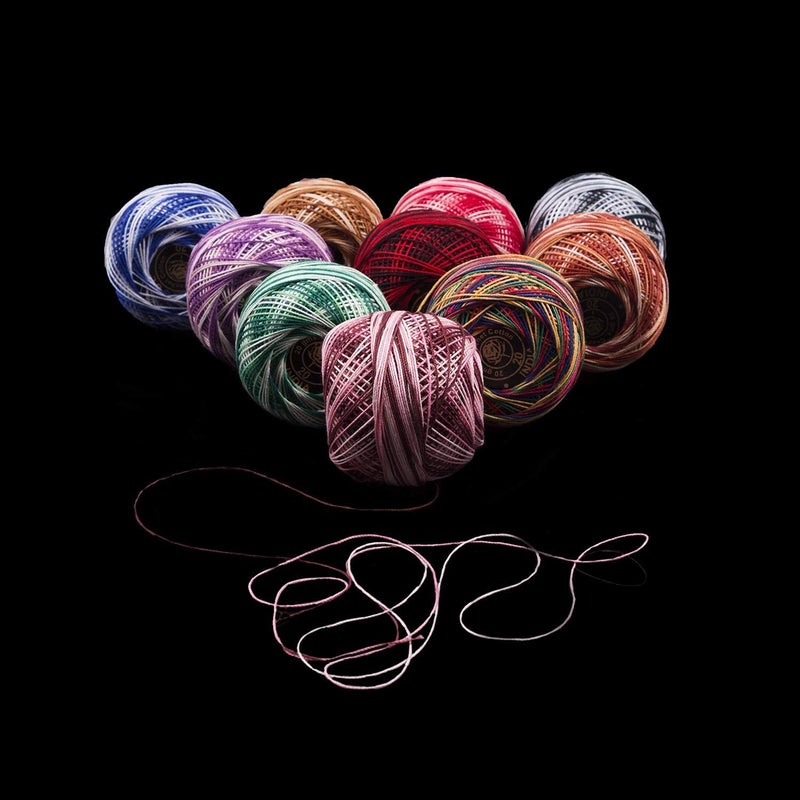 ProKart Embroidery Material Crochet Mercer Cotton Thread Yarn for Knitting and Craft Making (10 Ball, Multicolor) - Image 1