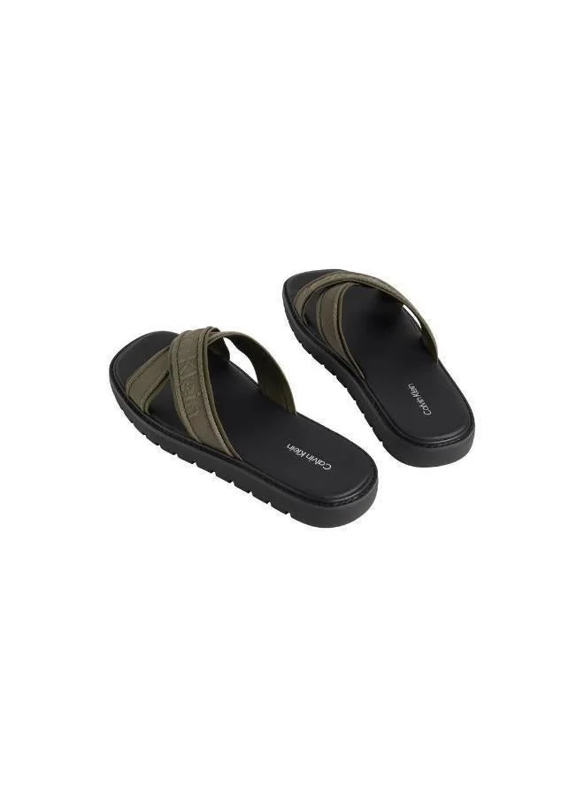 Calvin Klein Deep Lichen Green/Black Luxor - Logo Lightweight Lug Sandals for Men | Best Price UAE