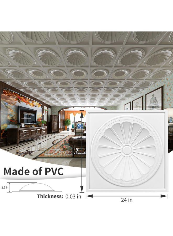 Art3dwallpanels Ceiling Tiles 12 Pack Drop Ceiling Tiles, 24 x 24 Inch High Grade PVC 3D Wall Panels for Interior Wall Decor, Fire Rated, Waterproof, Light Weight, Prevent Breakage, White - Image 3