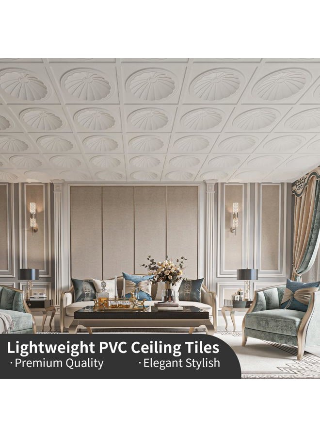 Art3dwallpanels Ceiling Tiles 12 Pack Drop Ceiling Tiles, 24 x 24 Inch High Grade PVC 3D Wall Panels for Interior Wall Decor, Fire Rated, Waterproof, Light Weight, Prevent Breakage, White - Image 2
