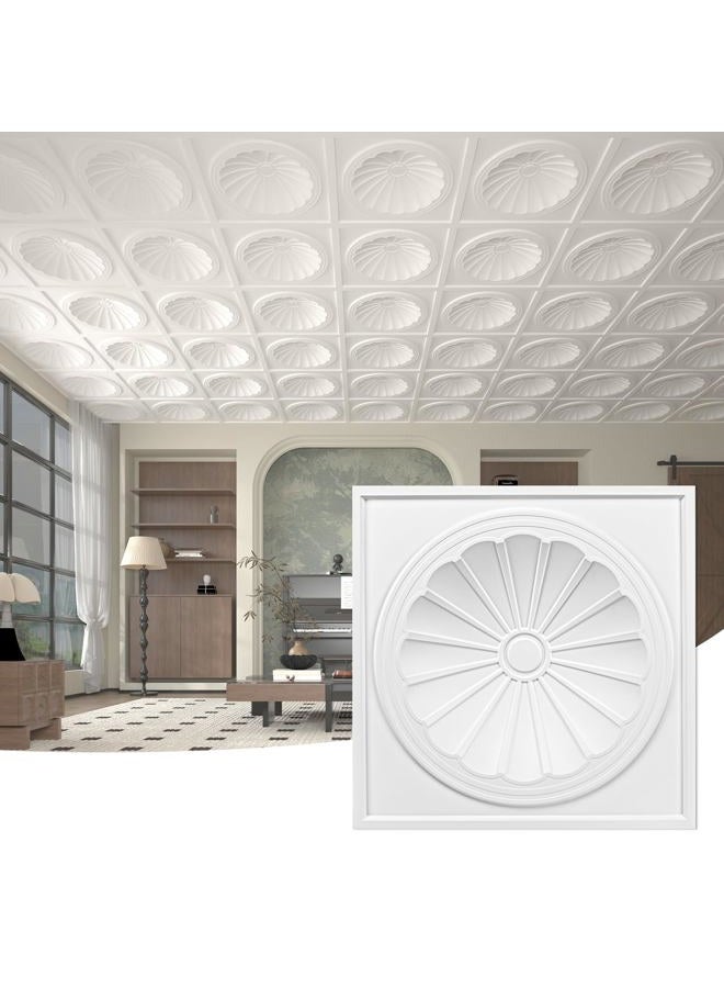 Art3dwallpanels Ceiling Tiles 12 Pack Drop Ceiling Tiles, 24 x 24 Inch High Grade PVC 3D Wall Panels for Interior Wall Decor, Fire Rated, Waterproof, Light Weight, Prevent Breakage, White - Image 1