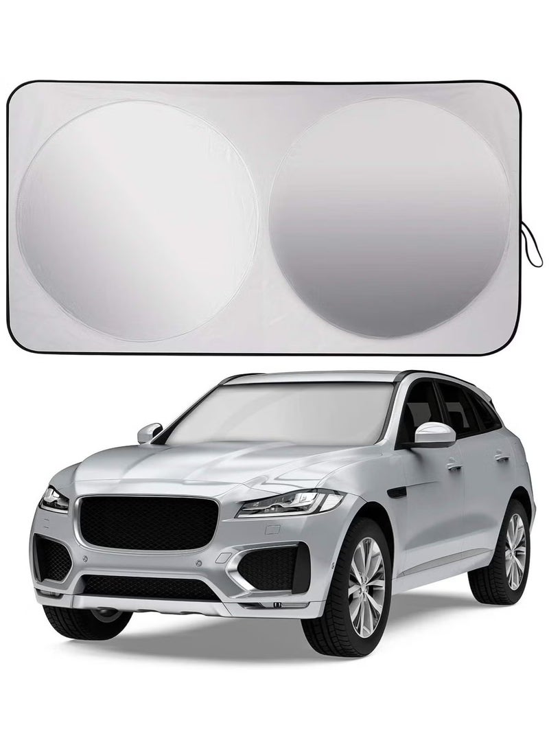 Classic Foldable Car Windshield Sunshade with Storage Pouch | Fits for Car, SUV, Van Front Window Windshields Visor Heat Protection & Interior Cooler to Keep Vehicle Cool - Image 1