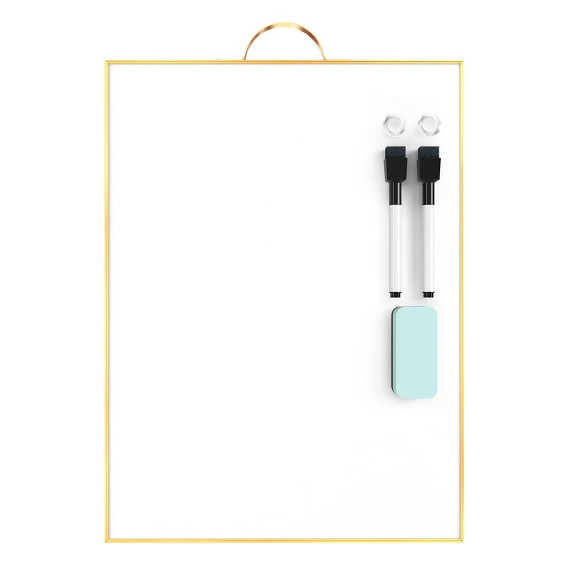 TSJ OFFICE Small White Board - 16" X 12" Portable Gold Aluminum Framed Whiteboard, Magnetic Dry Erase Board with a Handle, to Do List Notepad for Office, Home, School - Image 1