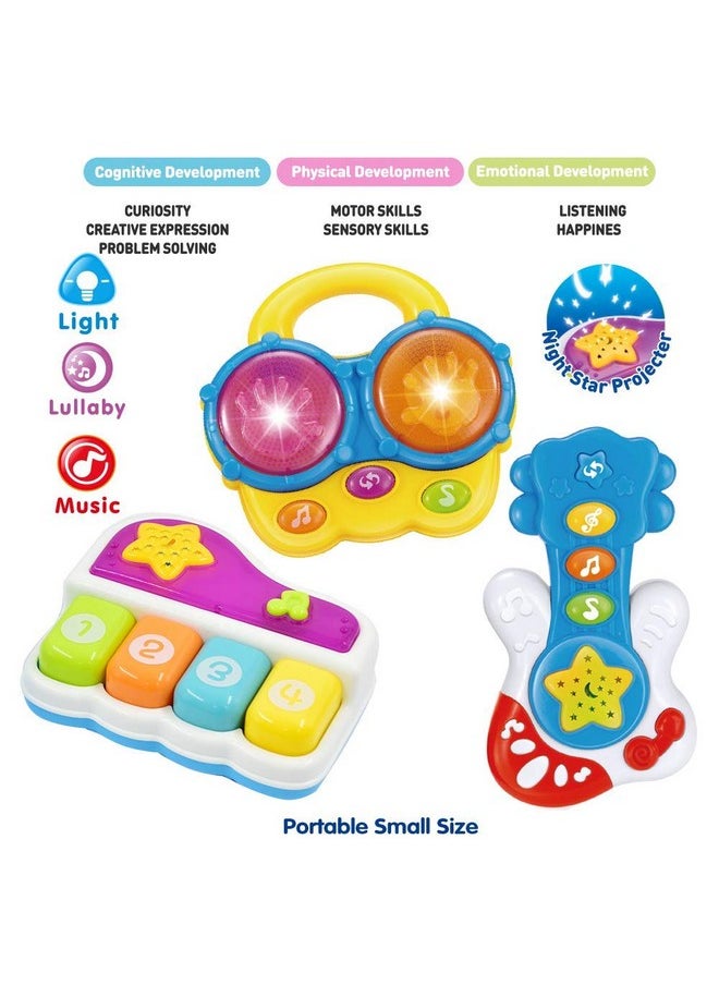 WEofferwhatYOUwant Portable Set Of 3 (Piano, Bongo Drums, Guitar) Educational Toy For Music Learning And Entertainment For Ages 6 Months To 4 Years. All 6 Batteries Included.  - Image 3