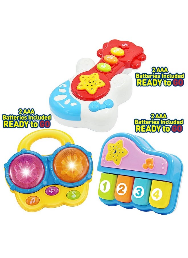 WEofferwhatYOUwant Portable Set Of 3 (Piano, Bongo Drums, Guitar) Educational Toy For Music Learning And Entertainment For Ages 6 Months To 4 Years. All 6 Batteries Included.  - Image 2