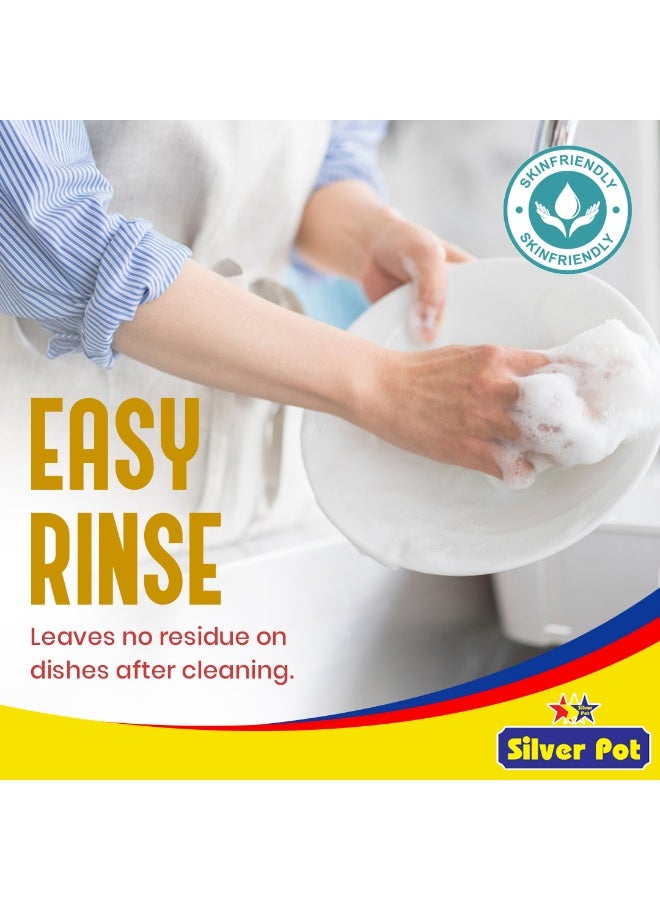 Silver Pot Lemon Dish Washing Liquid 20 Litres – (4 x 5 Litres) - Kitchen Dish Wash Gel - Tough on Grease & Oily Residue - Gentle on Hands - Fresh Lemon Fragrance - Image 4