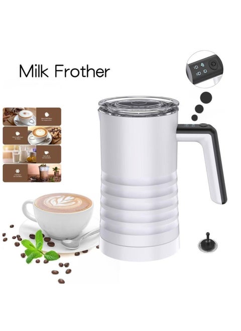 Electric Milk Frother and Steamer 4 in 1 Automatic Milk Warmer 400W Non-Stick Interior 580ml Hot/Cold Stainless Steel Milk Foam Maker for Coffee/Hot Chocolate Milk/Latte/Cappuccinos-White