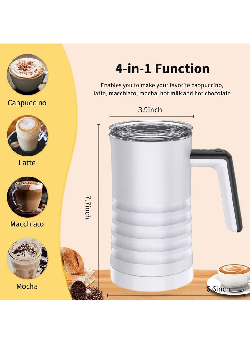 Generic - Electric Milk Frother and Steamer 4 in 1 Automatic Milk Warmer 400W Non-Stick Interior 580ml Hot/Cold Stainless Steel Milk Foam Maker for Coffee/Hot Chocolate Milk/Latte/Cappuccinos-White - Image 1