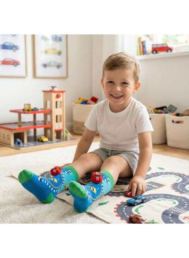 Glitters Funky 3D High Socks for Kids & Teens | Racing Car Cartoon Knee-High Socks | 3D Car Design | Soft Stretchable Fabric - Image 3