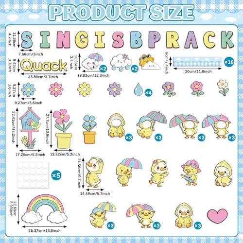 OBUSATT Spring is Back Bulletin Board Set Quack Duck Classroom Decoration Spring Bulletin Board Ducks Rainbow Cloud Photo Craft Cutouts for School Classroom Back to School Door Chalkboard Wall Decor - Image 2