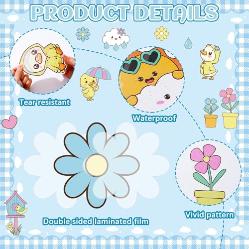 OBUSATT Spring is Back Bulletin Board Set Quack Duck Classroom Decoration Spring Bulletin Board Ducks Rainbow Cloud Photo Craft Cutouts for School Classroom Back to School Door Chalkboard Wall Decor - Image 3